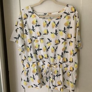 Shein Women’s Lemon Print Peplum Top, Size 3X
